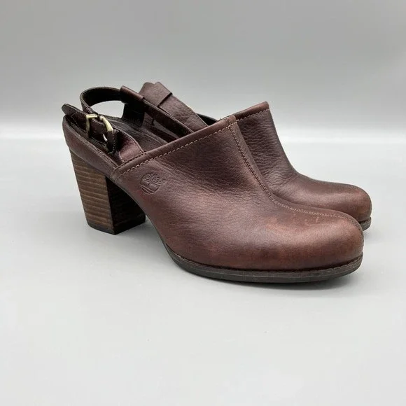 Timberland Brown Leather Slip-On Mules Sz 9 s-l400.jpg main image 3